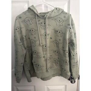Star Wars The Child Grogu Fleece Hoodie Kids XL Green Graphic Print